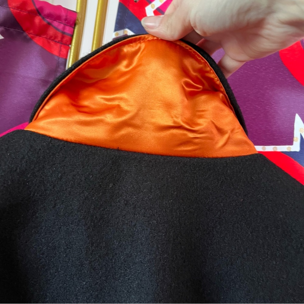 1960s Vintage Wayland Varsity Jacket Minute Man Wool Black Orange W Letterman 44 - Picture 12 of 12